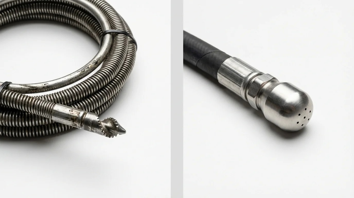 Drain snake cable and hydro jetting nozzle used for drain cleaning in Mitchell, NE