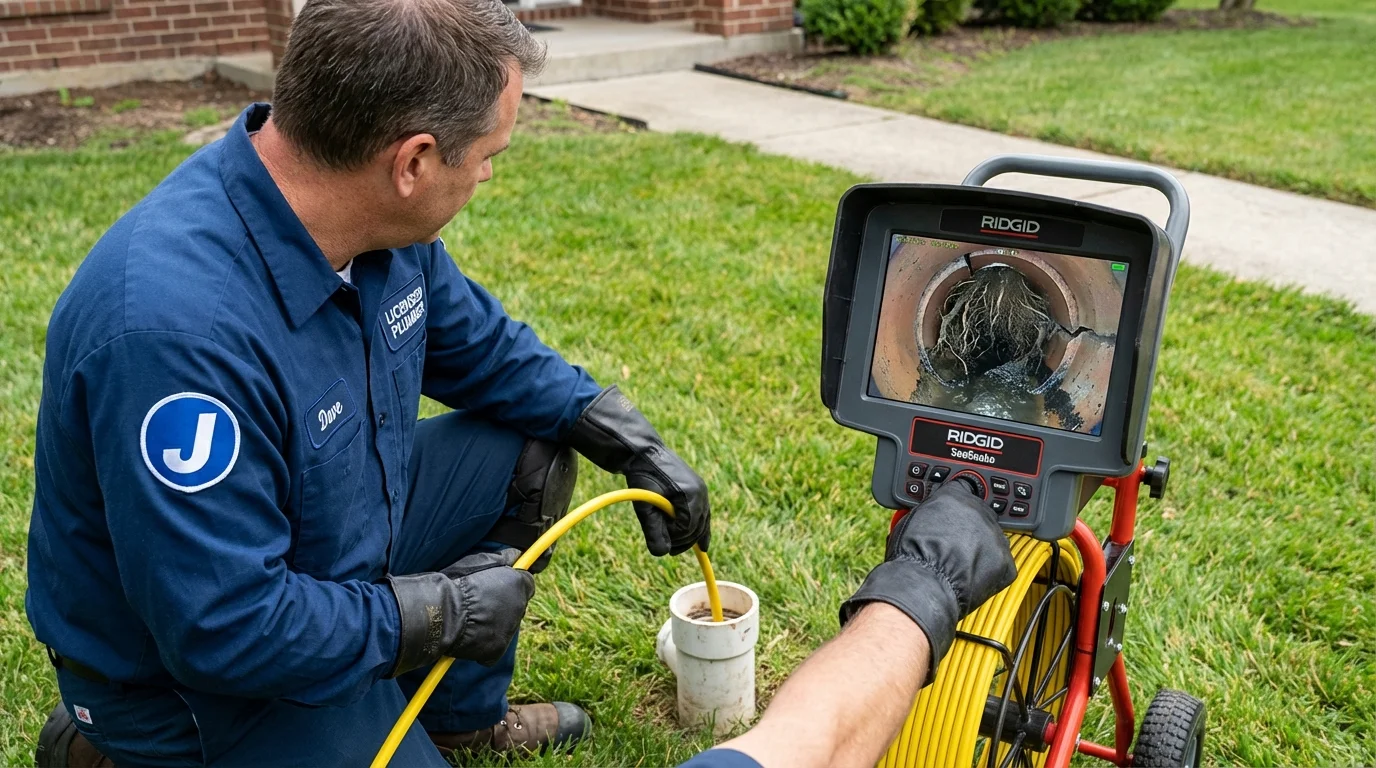Sewer camera inspection being performed by Johns Plumbing LLC in Mitchell